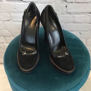Gucci Baby Lux 5 inch Black Suede Pumps size 7.5B